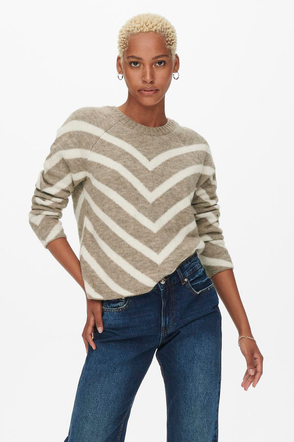 Pull col rond Beige - ONLY®