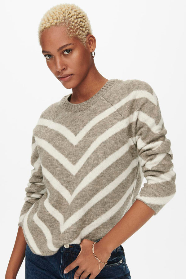 Pull col rond Beige - ONLY®