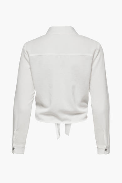 Ecru longsleeve blouse van ONLY, met kraag, knopen bij de manchetten en een strikkoord aan de achterkant.