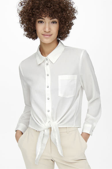 Gestreepte blouse met lange mouwen in meerdere kleuren van ONLY, met knoopsluiting aan de voorkant en borstzak.