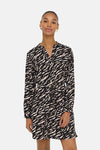 Multikleuren jurk met lange mouwen van ONLY, met zebraprint en strikceintuur.
