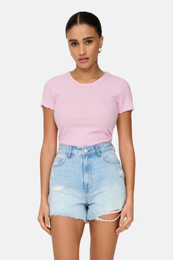 Top uni manches courtes Rose - ONLY®