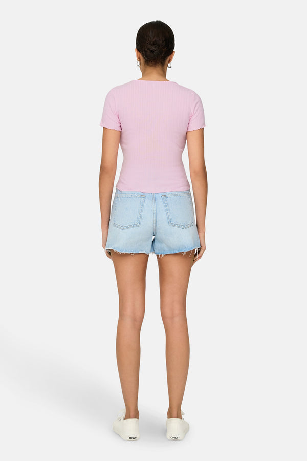 Top uni manches courtes Rose - ONLY®