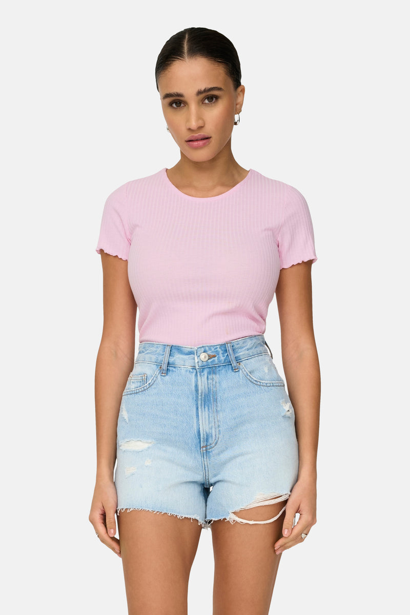 Top uni manches courtes Rose - ONLY®