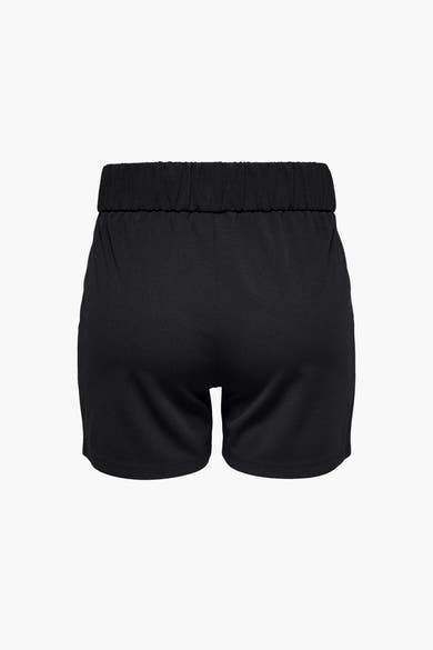 Short noir de JDY, avec une taille élastique, vu de dos sur un fond blanc.