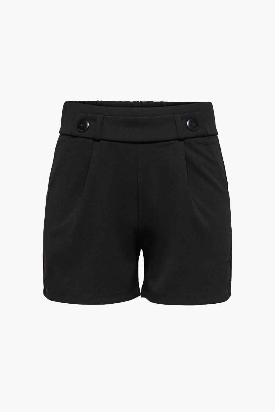 Short noir de JDY, avec deux boutons décoratifs à la taille.