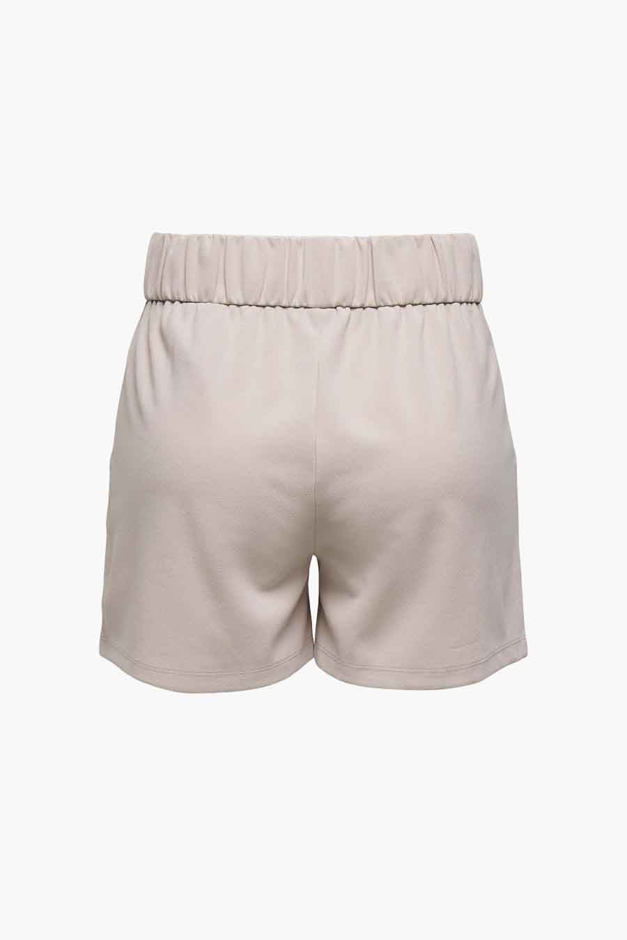 Korte grijze short van JDY, met elastische tailleband, van achteren gezien.