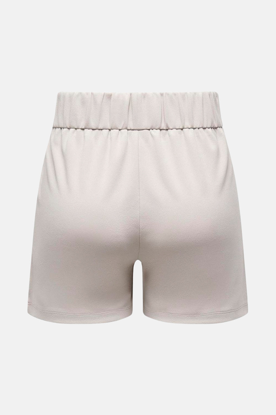Lichtgrijze korte broek van JDY, met elastische tailleband en zachte textuur, achterzijde.
