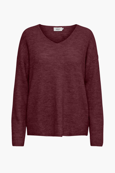 Pull col V Rouge - ONLY®