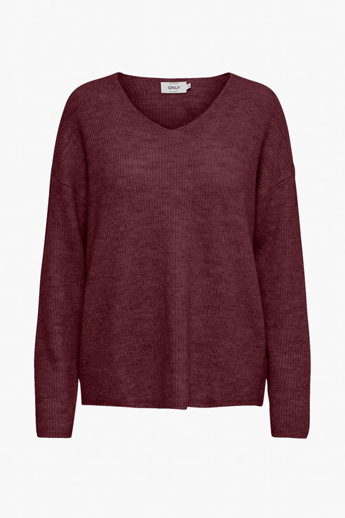 Pull col V Rouge - ONLY®