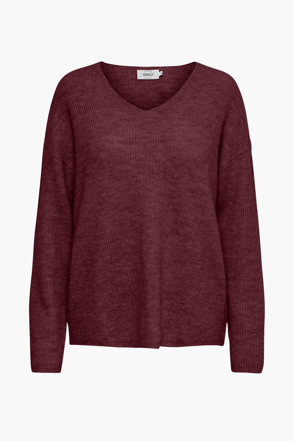 Pull col V Rouge - ONLY®