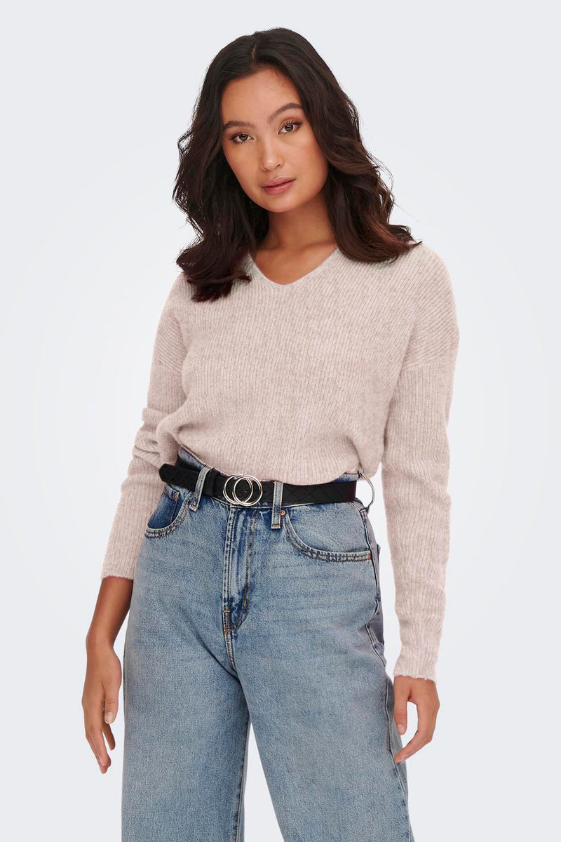 Pull col V Écru - ONLY®