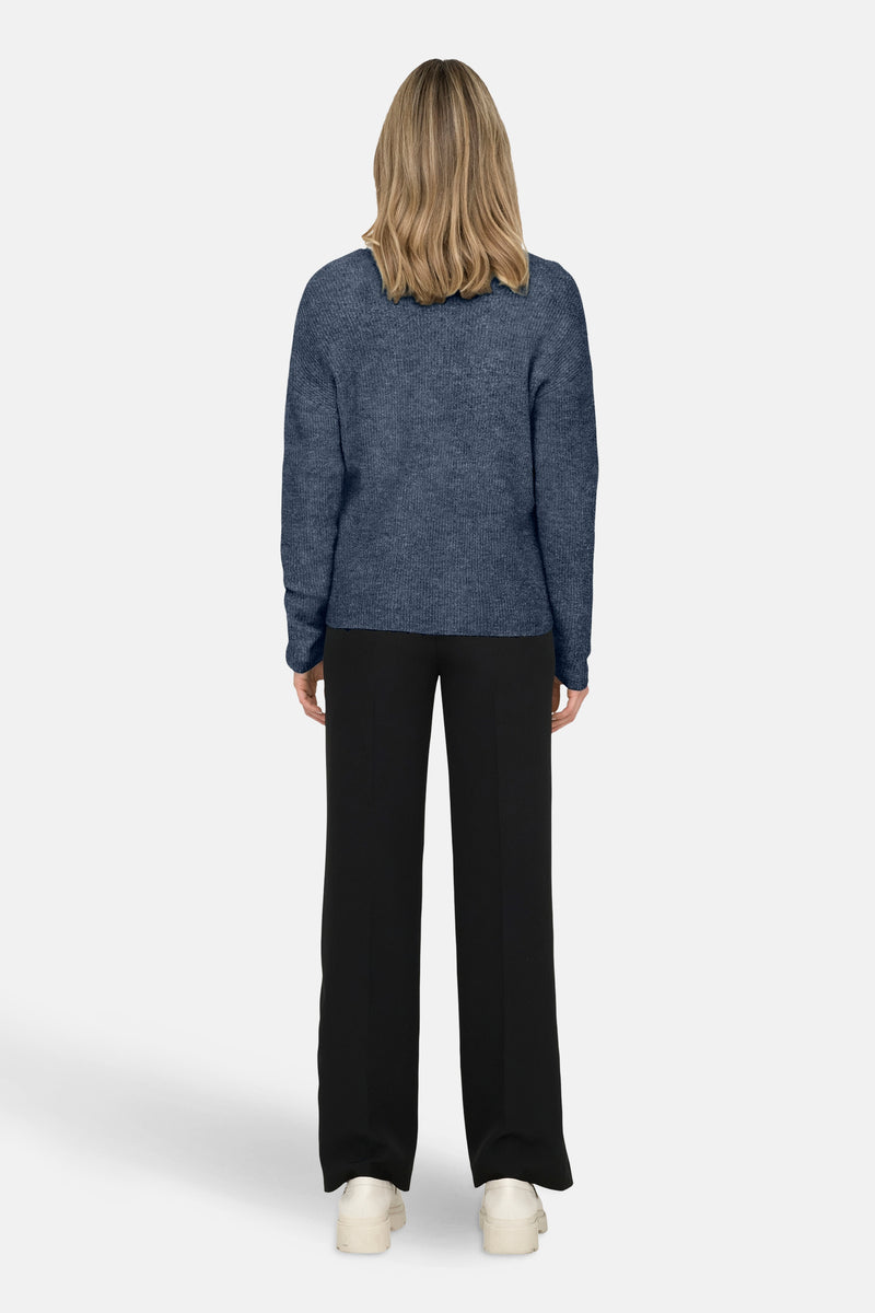 Pull met V-hals - blauw