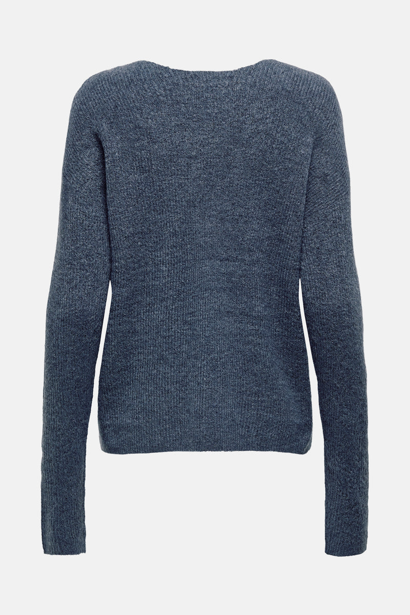 Pull met V-hals - blauw