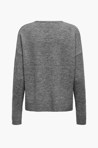 Pull à col rond gris de JDY, en maille texturée, vue de dos.
