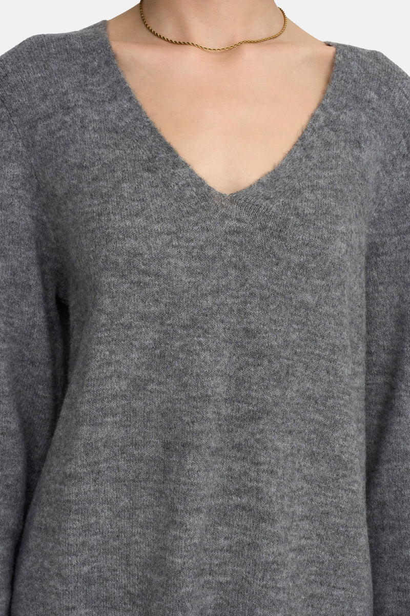 Kleedje met lange mouwen - grijs