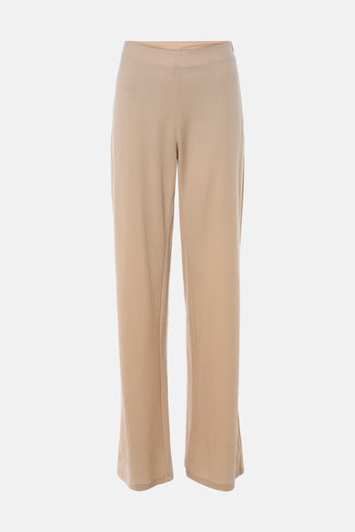 Beige kostuumbroek van GOA GOA, van zachte stof, met een rechte pasvorm en een elastische tailleband.