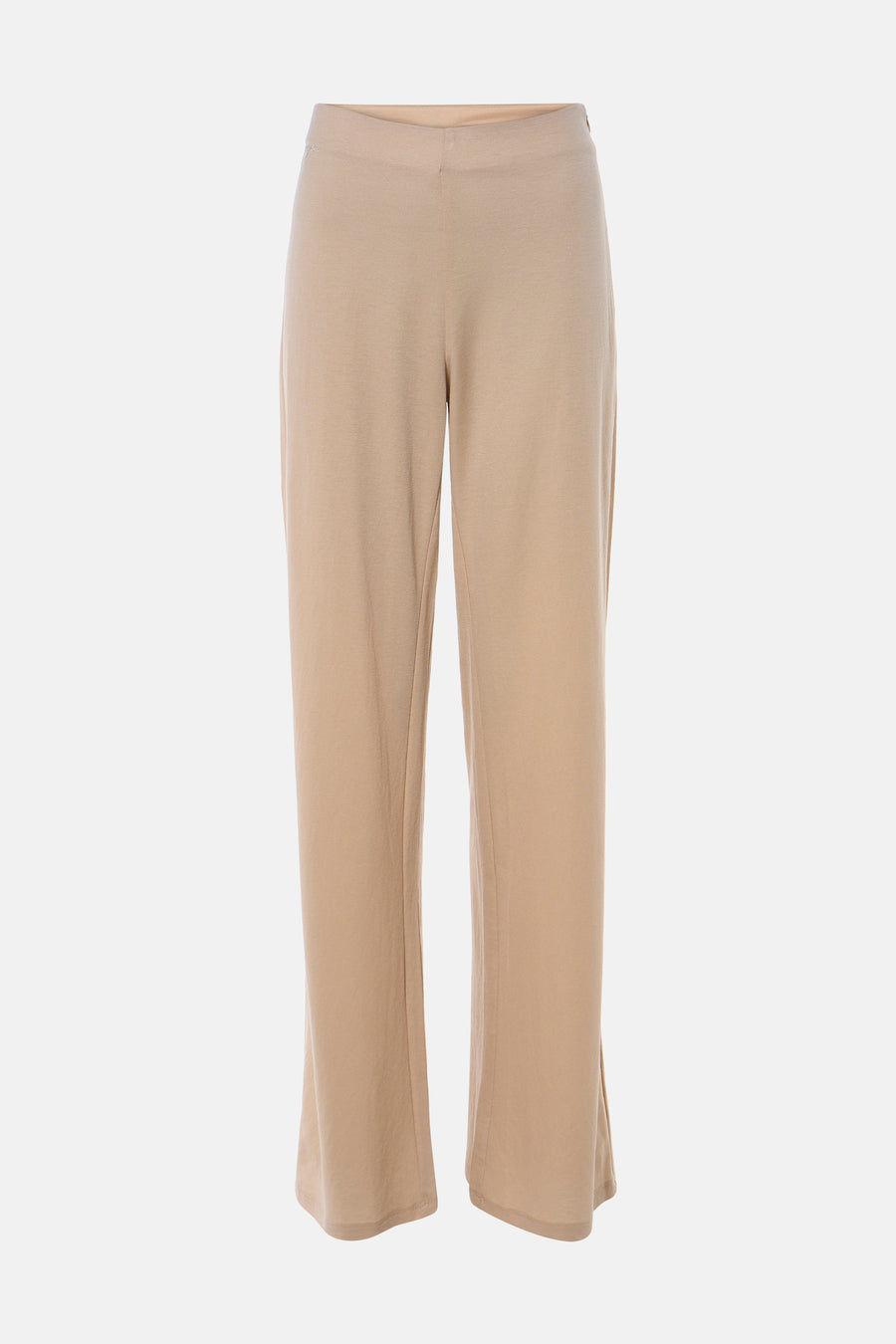 Beige kostuumbroek van GOA GOA, van zachte stof, met een rechte pasvorm en een elastische tailleband.