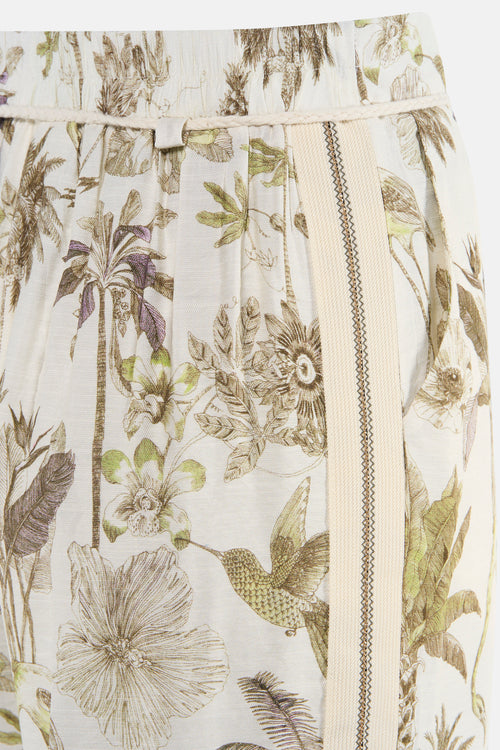 Pantalon de costume multicolore de GOA GOA avec motif floral tropical, bande décorative latérale et taille élastique.