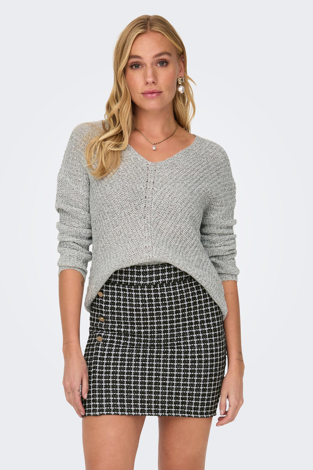 Pull col V Blanc - JDY