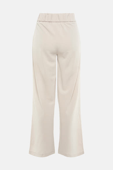 Pantalon de costume beige de JDY, coupe ample et taille élastique, vu de dos sur fond blanc.
