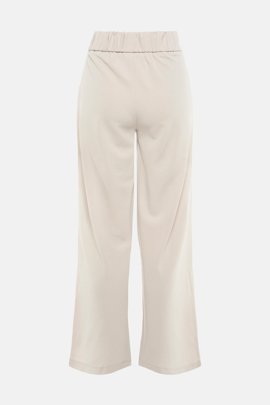 Pantalon de costume beige de JDY, coupe ample et taille élastique, vu de dos sur fond blanc.
