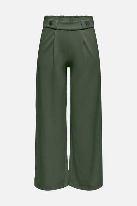 Kaki pantalon de costume de JDY, plissé coupe culotte avec ceinture à boutons.