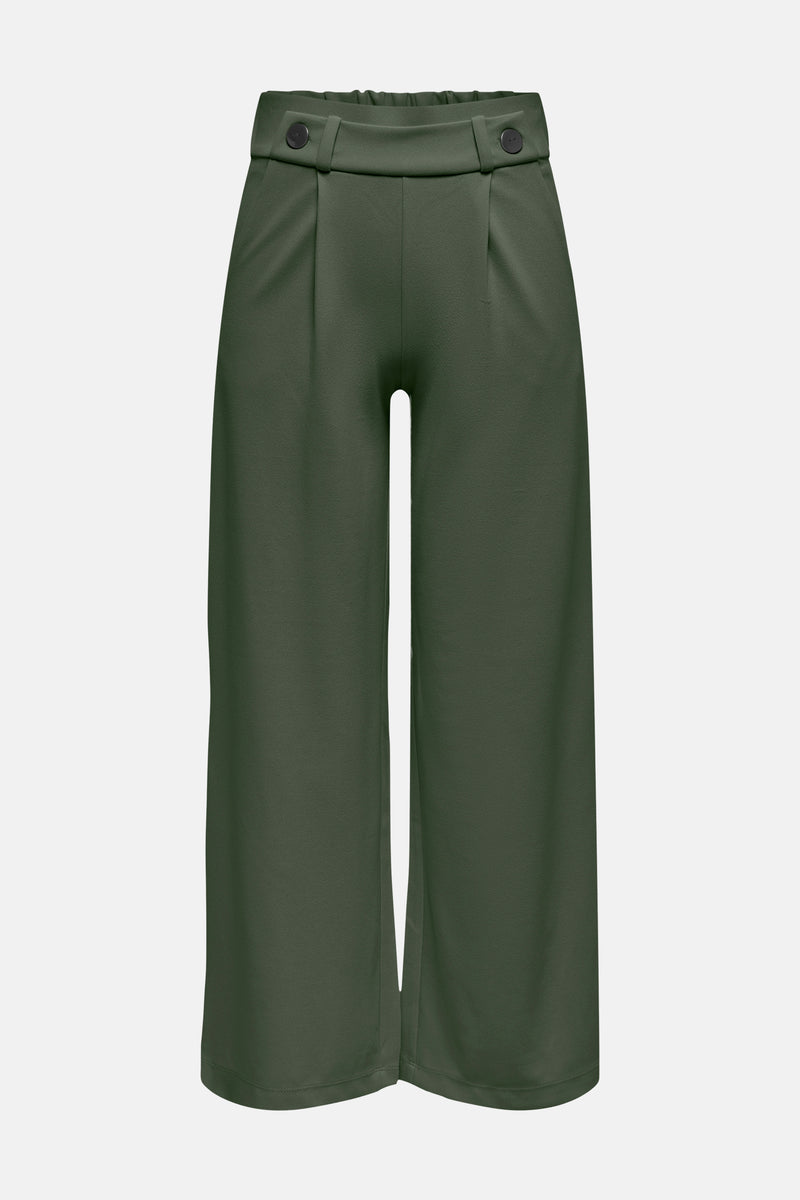 Pantalon de costume kaki de JDY, coupe culotte plissée avec ceinture boutonnée.