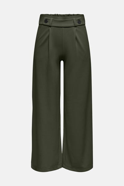Pantalon de costume kaki de JDY, avec taille haute à boutons et coupe ample.