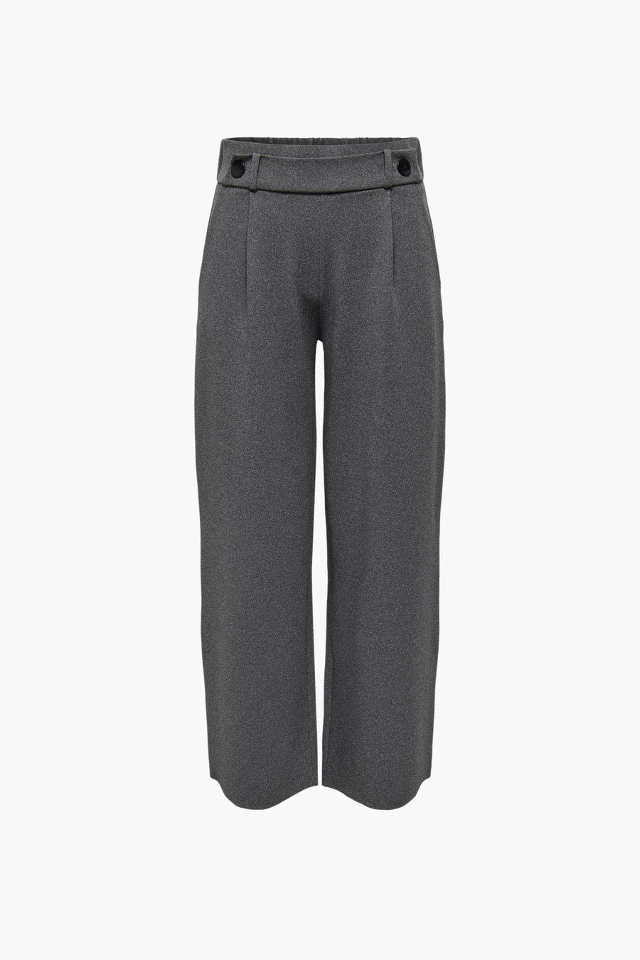 Pantalon de costume gris par JDY, coupe ample et courte avec boutons décoratifs à la taille.