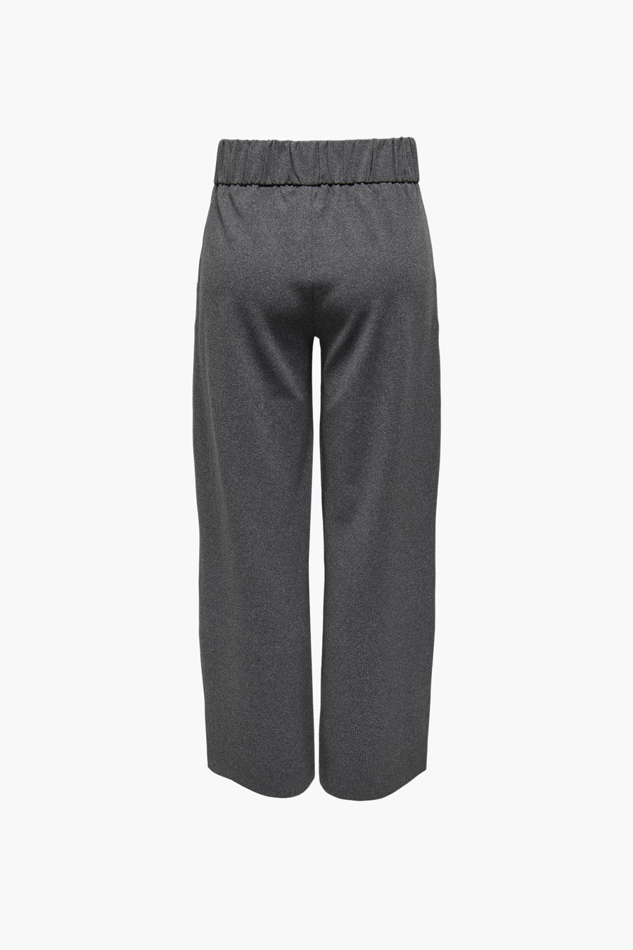 Pantalon de costume gris de JDY, coupe large et mi-mollet, avec taille élastiquée, vue de dos.

