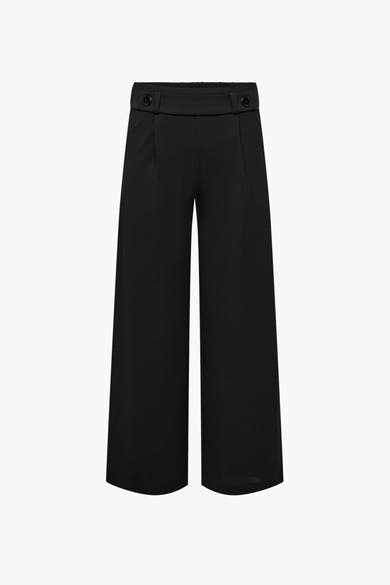 Pantalon de costume noir by JDY, coupe ample et taille haute avec deux boutons décoratifs.
