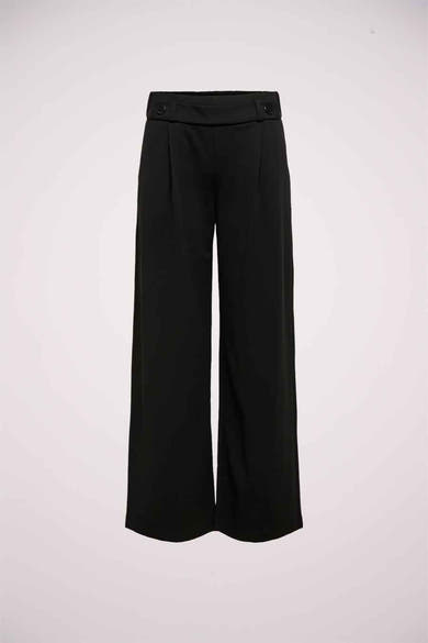 Pantalon de costume noir par JDY, coupe large et taille haute avec boutons décoratifs.