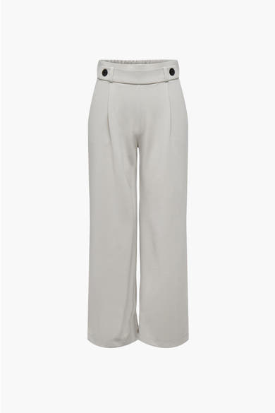 Pantalon de costume gris par JDY, avec détails de boutons décoratifs à la taille et plis structurés.
