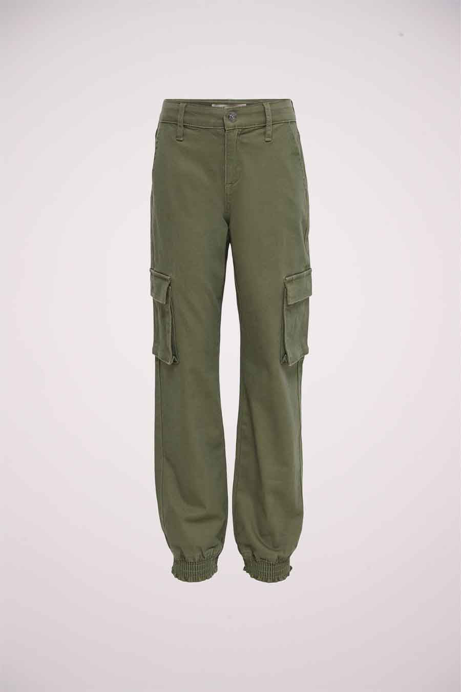 Pantalon cargo vert by ONLY® avec poches latérales et ourlets élastiqués.