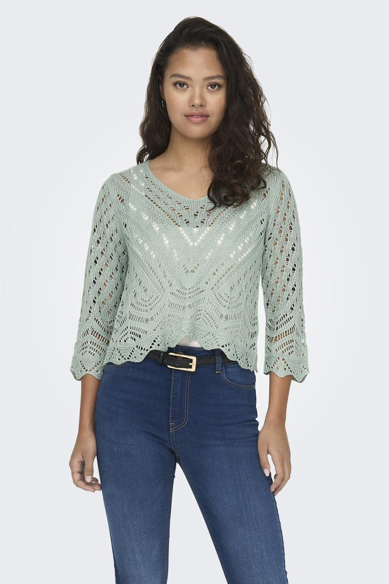 Pull à col en V - vert