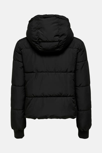 Veste courte noire de JDY avec capuche et manches longues.