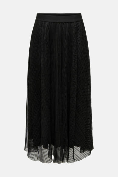 Zwarte lange rok van ONLY® met elastische tailleband en geplooide textuur.