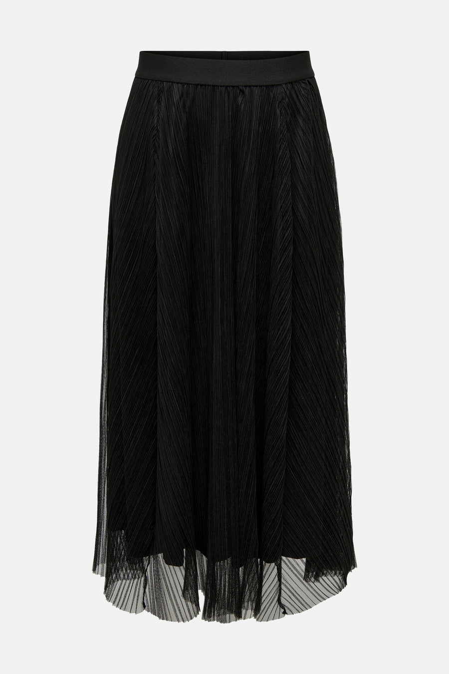 Zwarte lange rok van ONLY® met elastische tailleband en geplooide textuur.