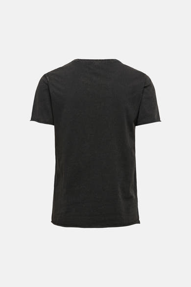 T-shirt gris à manches courtes de ONLY, avec une texture légèrement délavée et un ourlet brut.