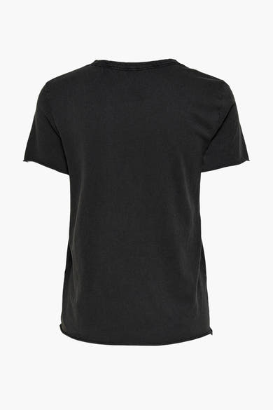 T-shirt noir de ONLY, avec manches courtes et encolure ras du cou, vue de dos.
