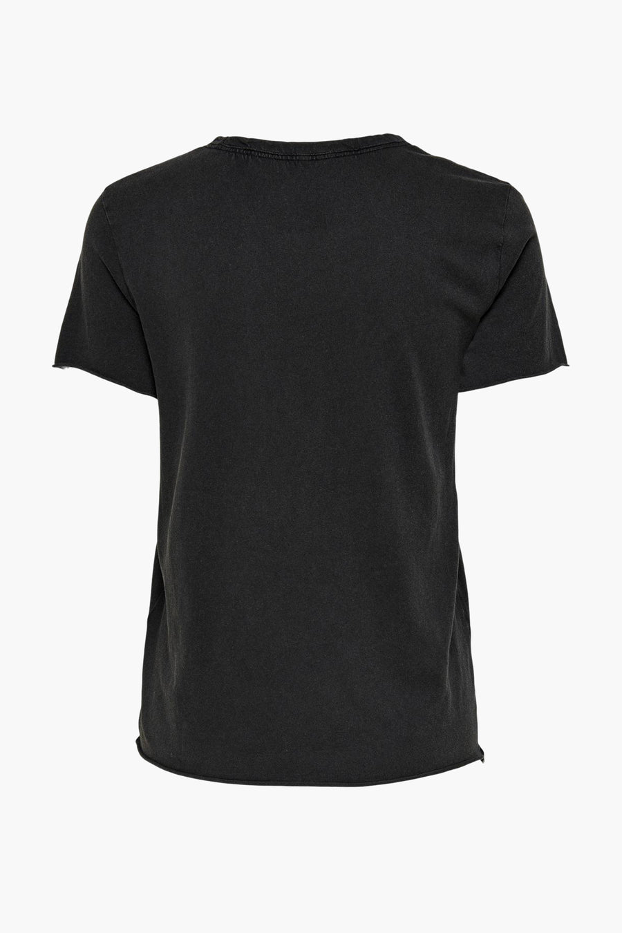 T-shirt noir de ONLY, avec manches courtes et encolure ras du cou, vue de dos.
