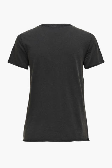 Zwart T-shirt met korte mouwen van ONLY, effen, met rafelzomen.