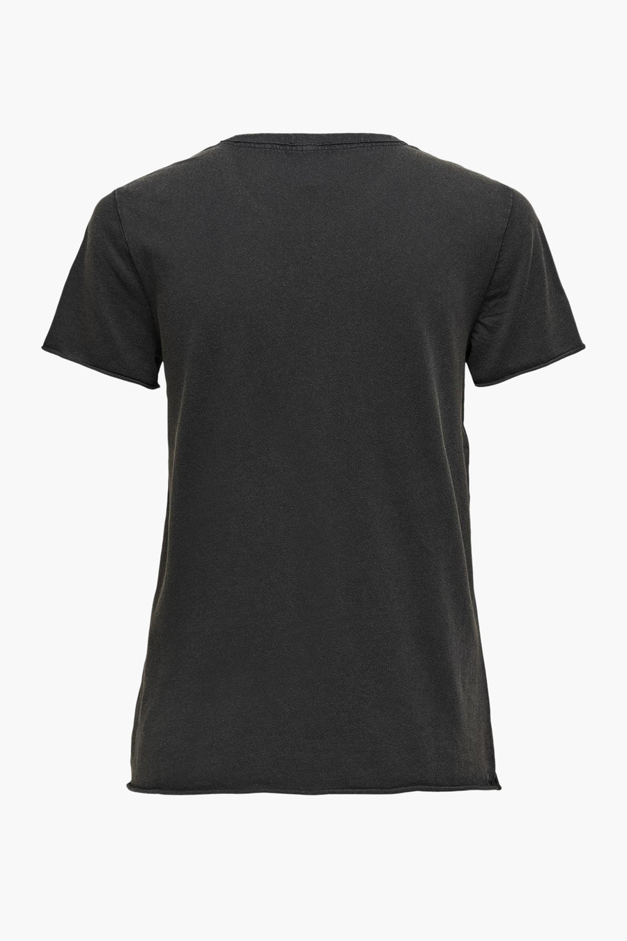 Zwart T-shirt met korte mouwen van ONLY, effen, met rafelzomen.