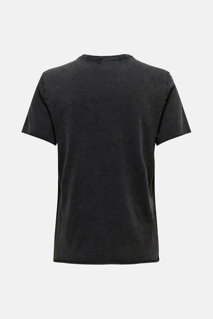 Zwart T-shirt met korte mouwen van ONLY, met verweerd effect en gemêleerde textuur, achterkant.