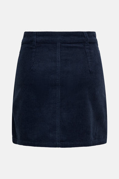 Korte blauwe corduroy rok van JDY, met een verticale naad in het midden.