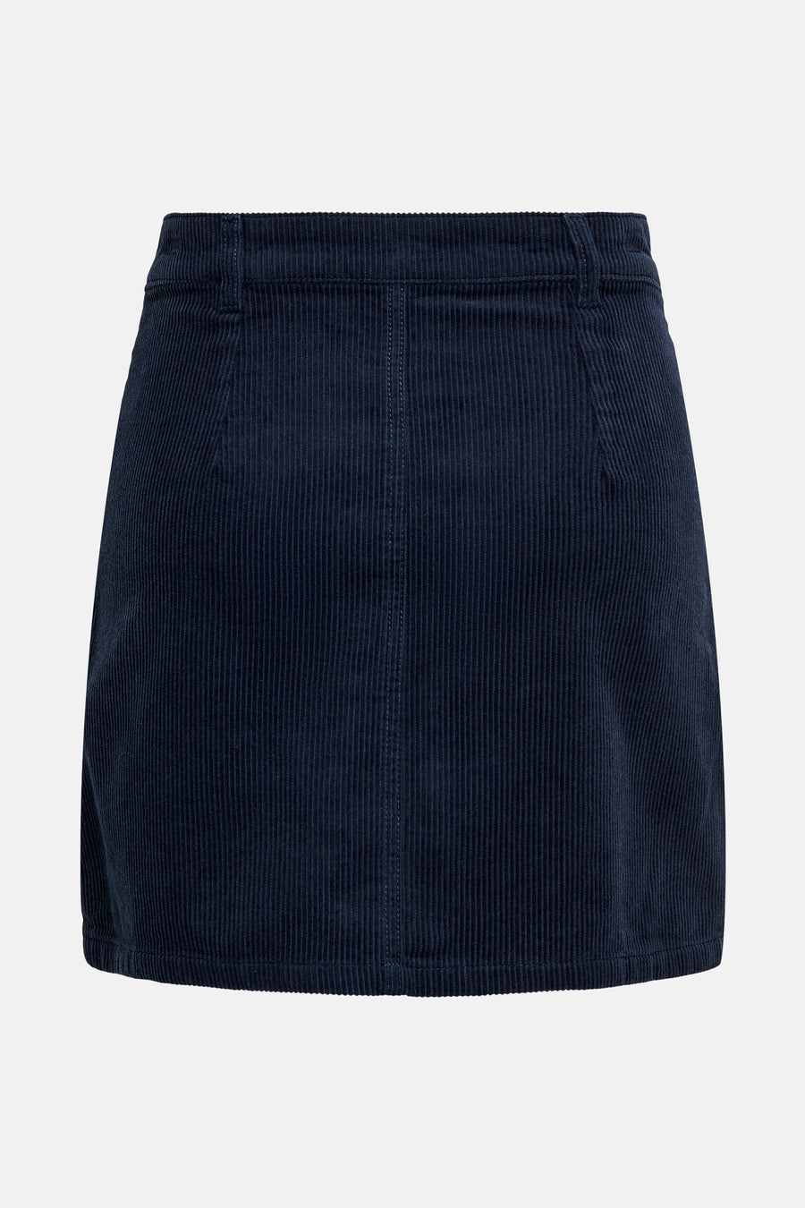 Korte blauwe corduroy rok van JDY, met een verticale naad in het midden.