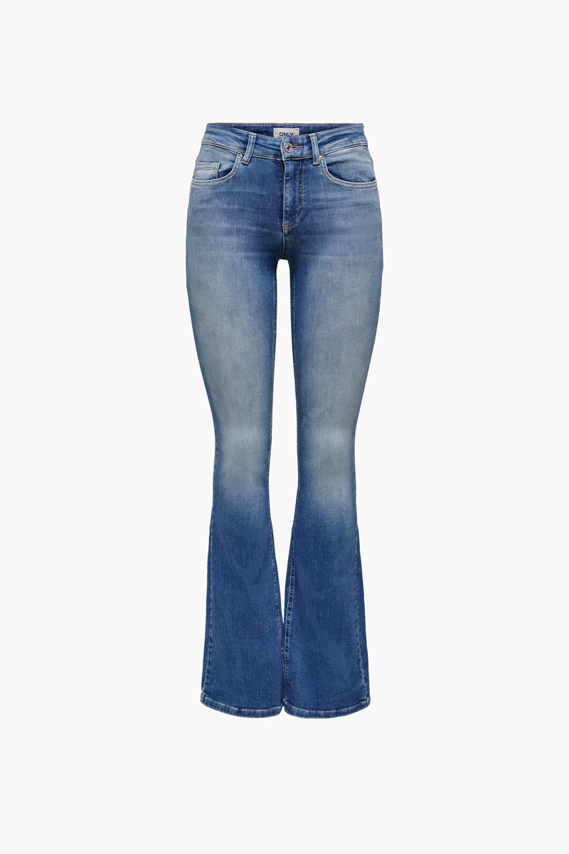 BLUSH FLARE - mid blue denim
