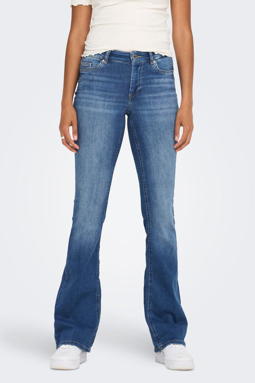 BLUSH FLARE - mid blue denim