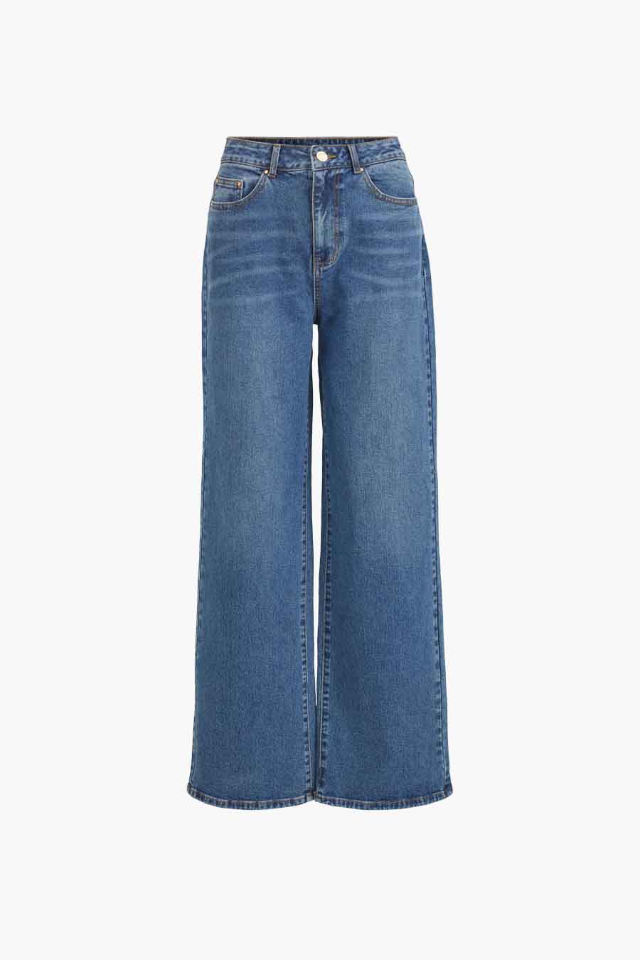 Wijde blauwe jeans van ONLY, in verweerde denim.